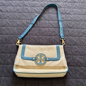 TORY BURCH CANVAS FLAP CLUTCH